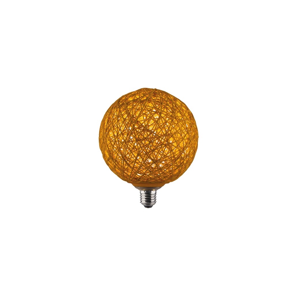 F-BRIGHT Bombilla globo LED G150 de hilo trenzado E27 4,6W 3000K | Decorativa amarilla.