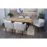 thumbnail of Lote de 6 silla de comedor HWC-H93, silla de cocina sillón silla ~ tela/textil crema-beige