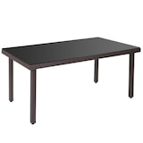thumbnail of Poly-Rattan Gartentisch Cava, Esstisch Tisch mit Glasplatte, 160x90x74cm ~ braun