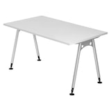 thumbnail of bümö manuell höhenverstellbarer Schreibtisch 140x80 cm in weiß - PC Tisch höhenverstellbar & klein, höhenverstellbarer Tisch Büro, kleiner