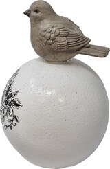 thumbnail of Vogel Kugel Dekoaufsteller 28cm Keramik Handbemalt Weiß