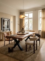 thumbnail of Esszimmertisch 200 x 100 x 77 cm Akazie Landhaus-Stil Voll-Holz, Design Esstisch rechteckig, Tisch für Esszimmer Baumstamm, Küchentisch 8