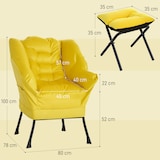 thumbnail of HOMCOM sillón de salón con otomana sillón de relax sillón para lectura con bolsillos laterales y patas de acero para sala de estar dormitorio amarillo