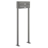 thumbnail of AL Briefkastensysteme 2 Fächer Premium Stand Briefkasten Anlage in RAL 9007 Aluminium Grau, Post A4, robust, wetterfest, Artikelnummer: 132P2S1P9007