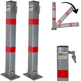 thumbnail of 2x Absperrpfosten eckig Parkplatzsperre Sperrpfosten klappbar Standfuß