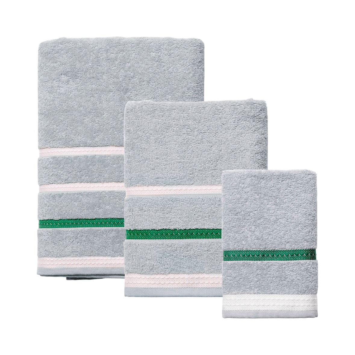 WellHome - Badetuch-Set (70 x 140 cm + 30 x 50 cm + 50 x 90 cm) 450 g/m², 100 % Baumwolle