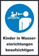 thumbnail of Kinder in Wassereinrichtungen beaufsichtigen Schild A4 Rückseite selbstklebend