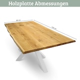 thumbnail of DELUKE® Massivholzplatte Eiche mit Baumkante ERIK - 160x80cm | Tischplatte rechteckig Holzplatte Arbeitsplatte aus Massivholz