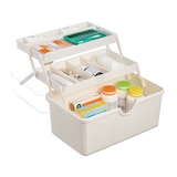 thumbnail of Relaxdays Apothekenbox, 7 Fächer, Erste Hilfe Kasten Hausapotheke, Kunststoff, HBT: 20,5 x 30 x 21 cm, Medizinbox, weiß