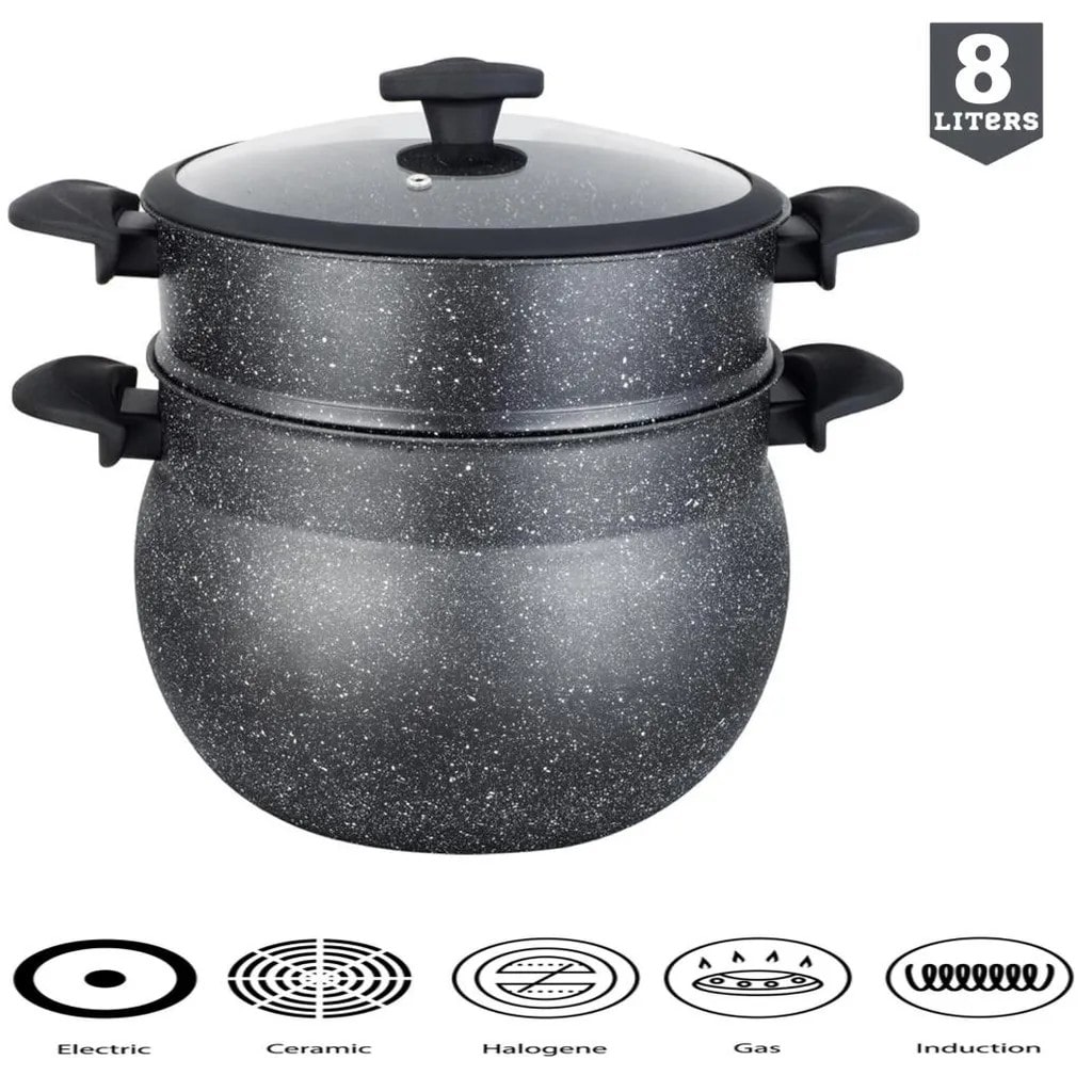 Royal Swiss Couscoussiere Dämpfer Couscous Kuskus Kochtopf Dampfkocher 8L