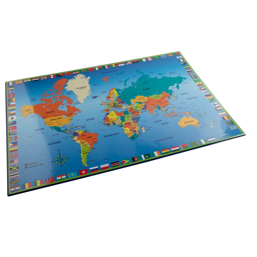 Exacompta - Réf. 29790E - Carton de 10  Sous-main rigide PVC Monde - 37,5x57,5 cm - Visuel