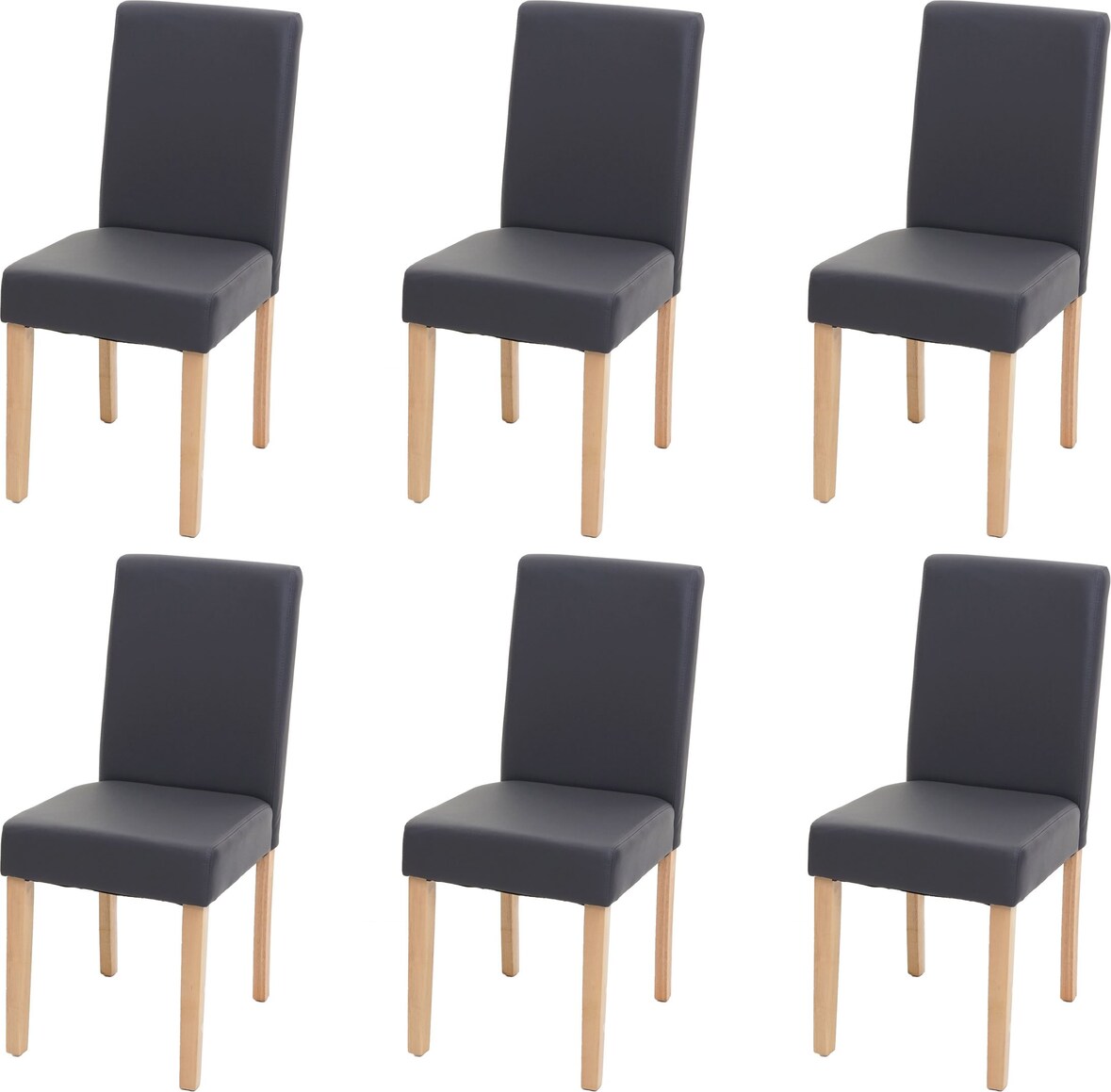 6er-Set Esszimmerstuhl Stuhl Küchenstuhl klassisch und zeitlos  | HxBxT 90x43x56cm | Sitzhöhe 45cm |  Kunstleder  |  helle Beine |  Grau matt