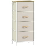 thumbnail of HOMCOM cajonera de tela cómoda con 4 cajones 4 bolsillos laterales 2 ganchos y estructura de acero cómoda para dormitorio pasillo beige