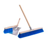 thumbnail of Blue-Star Besen Komplett SET 60 cm Breit mit blauen Borsten und stabilem Holzstiel Handfeger Kehrschaufel Stiel Straßenbesen