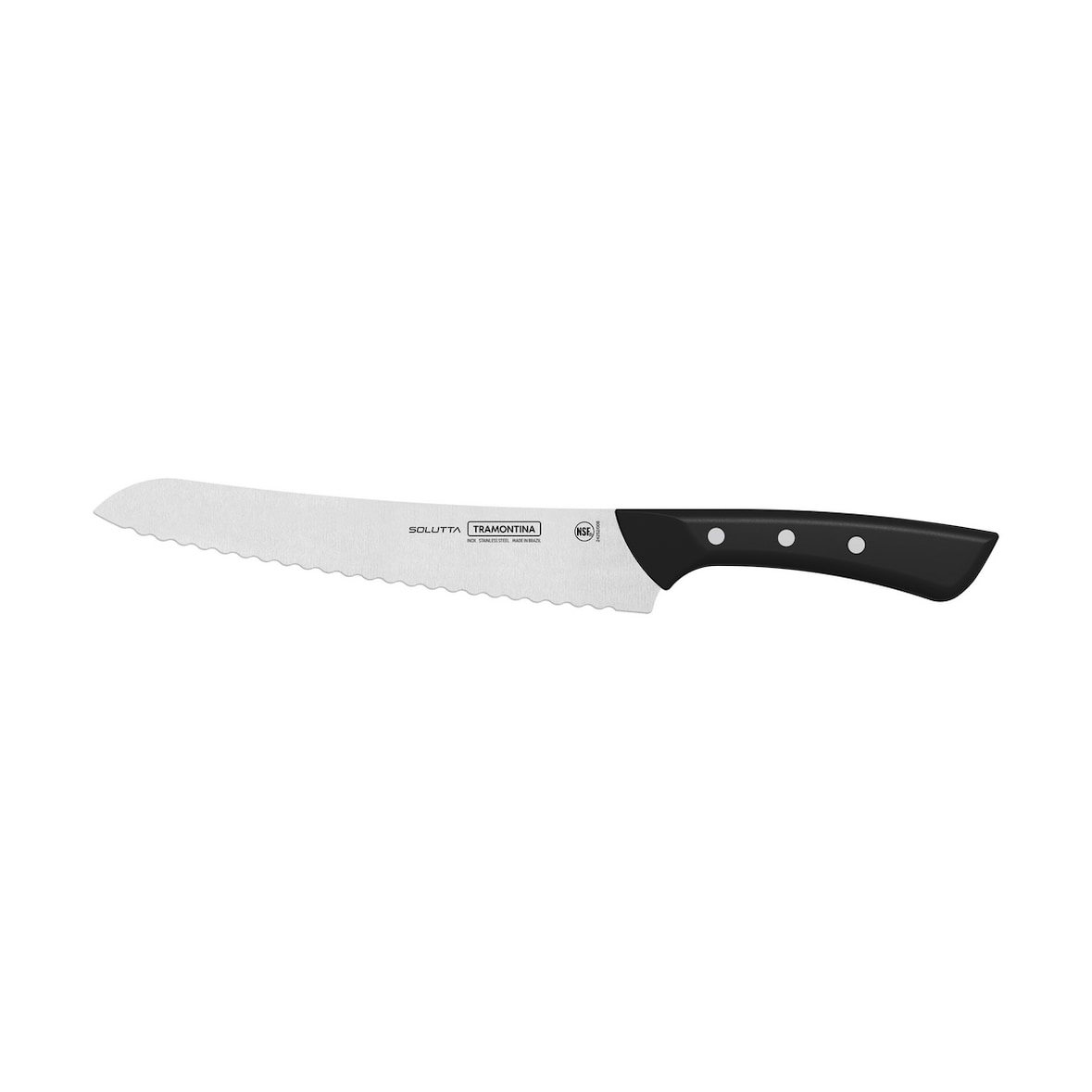 Tramontina SOLUTTA Brotmesser, 20 cm, Edelstahl, Küchenmesser, Wellenschliff, rostfrei, ergonomischer Griff, spülmaschinenfest, NSF-zertifiziert