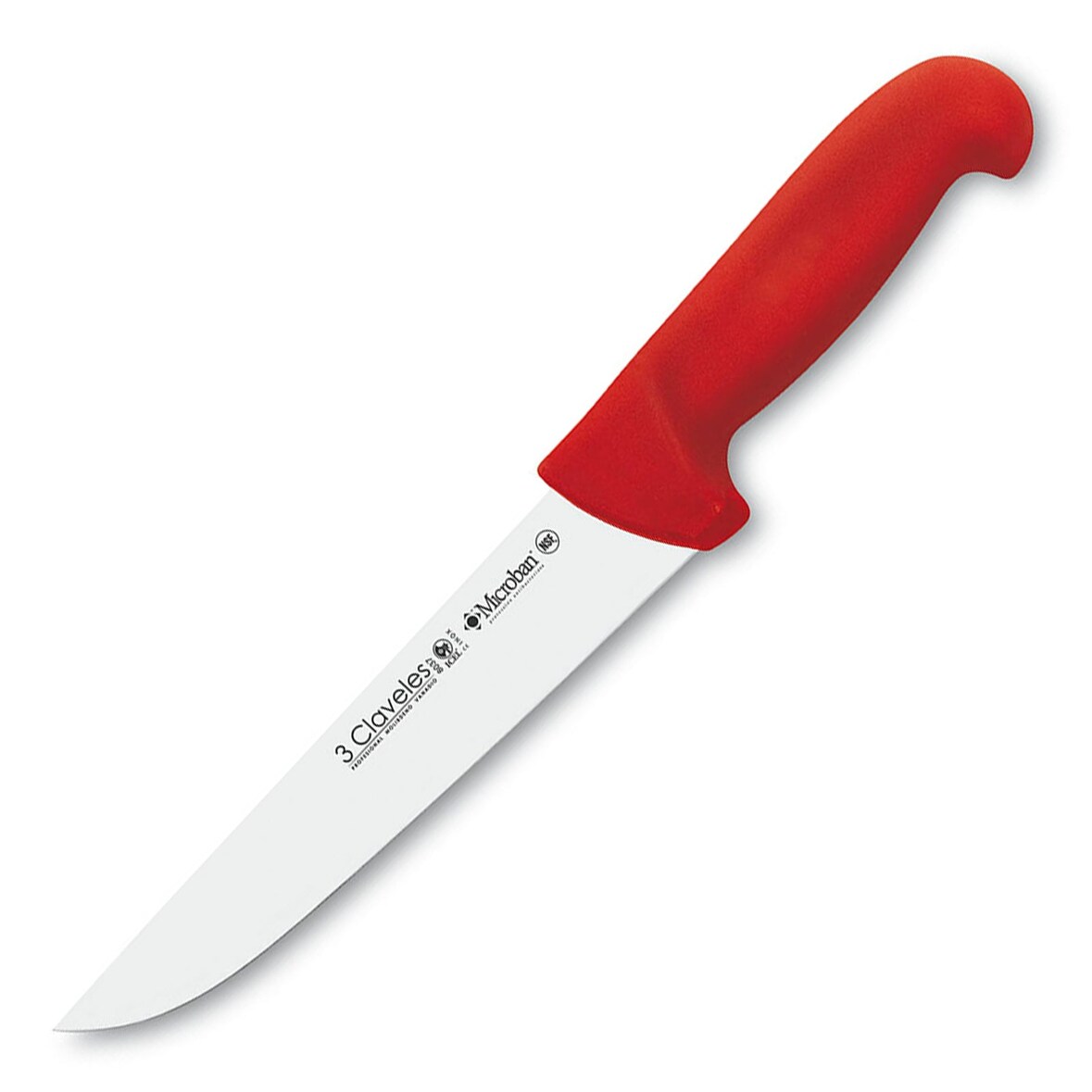 3 Claveles Proflex - Cuchillo Profesional Carnicero Fino 20 cm Microban. Rojo