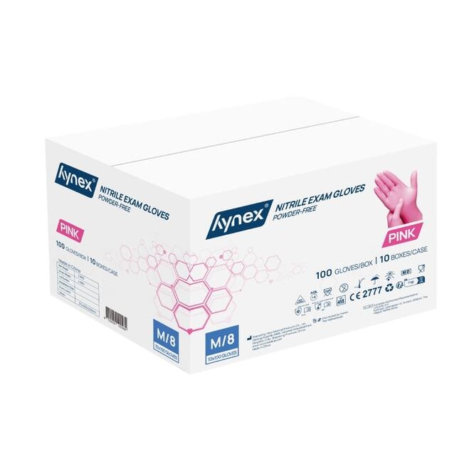 Hynex Nitril handschoenen maat M roze 1000/stuks (10 doosjes) 3,5gram