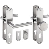 thumbnail of Langschild Drückergarnitur Edelstahl gebürstet EMILIA WC - Badezimmer Türbeschlag für Innentüren