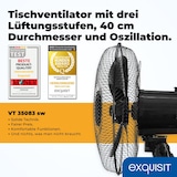 thumbnail of Exquisit Tisch-Ventilator, 40 cm Durchmesser, 50 Watt, 3 Geschwindigkeiten, Oszillation, schwenken, 44 cm Höhe, VT 35083 sw