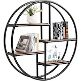 thumbnail of COSTWAY Runde Wandregal, Hängeregal mit 4 Regalböden, Metallregal, Holz, Rundes Bücherregal für Schlafzimmer, Wohnzimmer