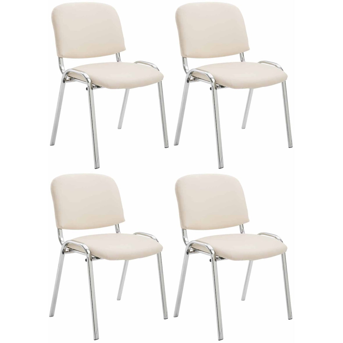 Set de 4 sillas Ken Cromadas en polipiel Crema