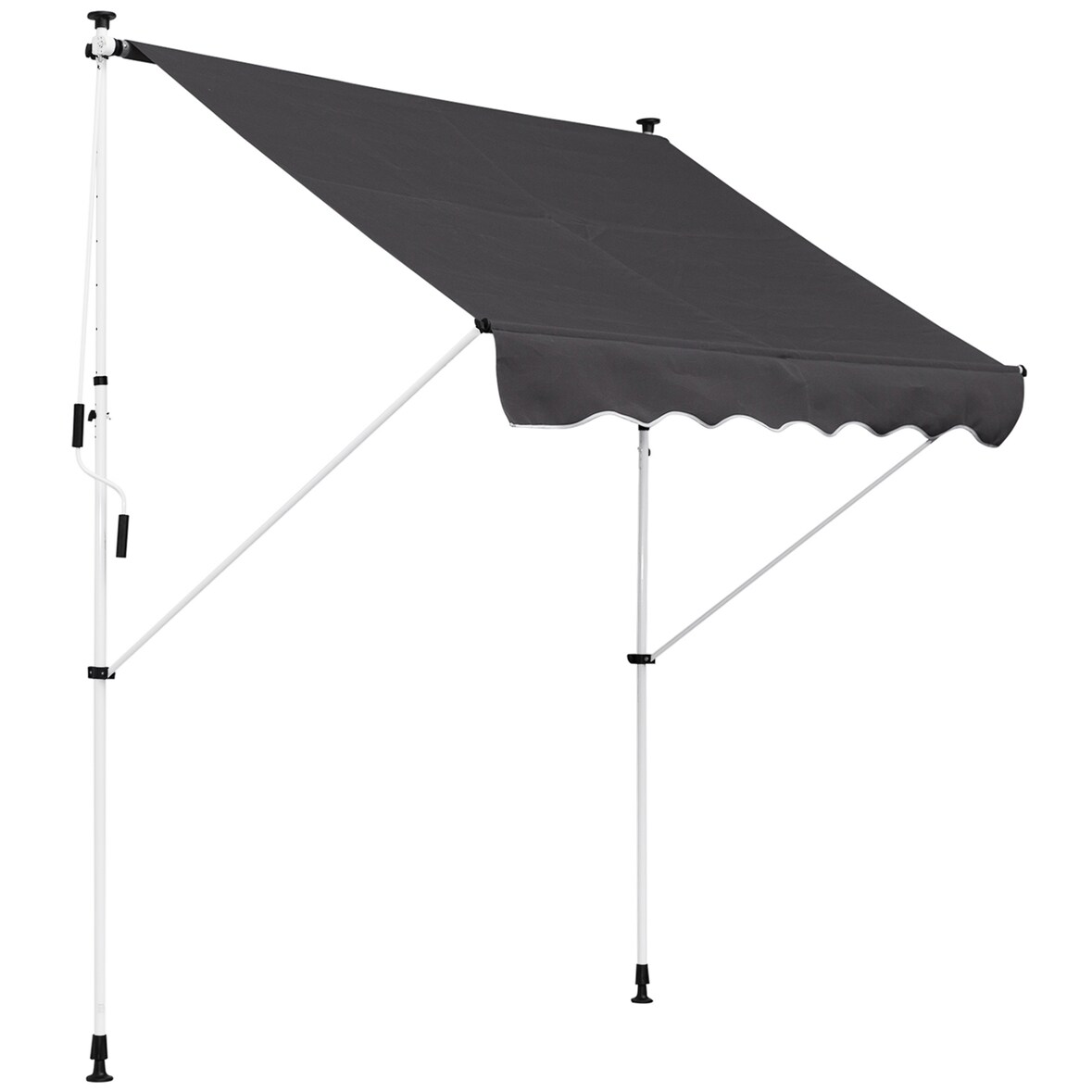 Outsunny Toldo Manual Retráctil 200x150 cm con Manivela de Aluminio Ángulo Ajustable Protección Solar para Terraza Balcón Jardín Patio Gris