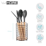 thumbnail of WellHome - Bestekhouder van staal en hout, 17 x 12,5 x 12,5 cm