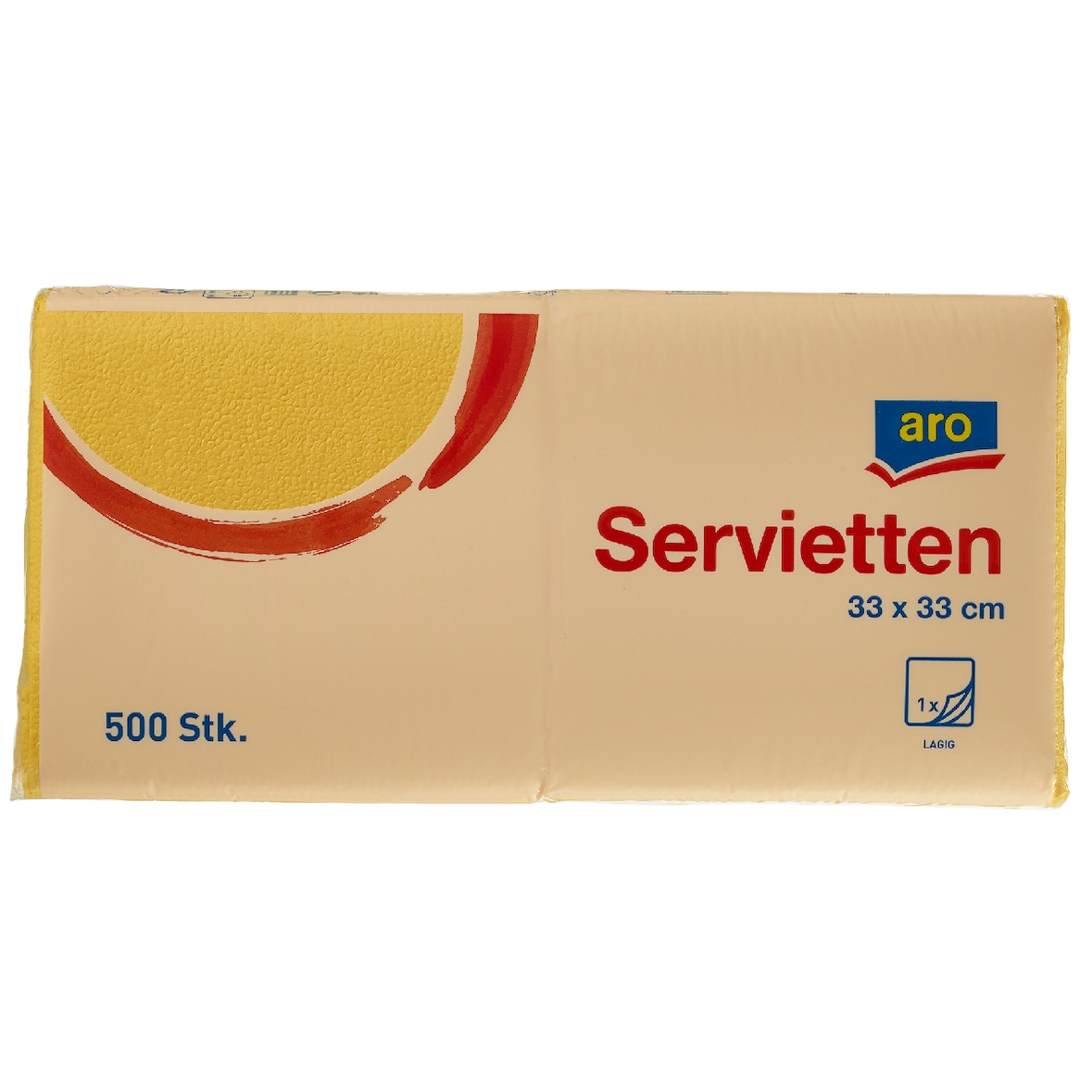 aro Cellulose servetten, 33 x 33 cm, 1-laags, geel, 500 stuks