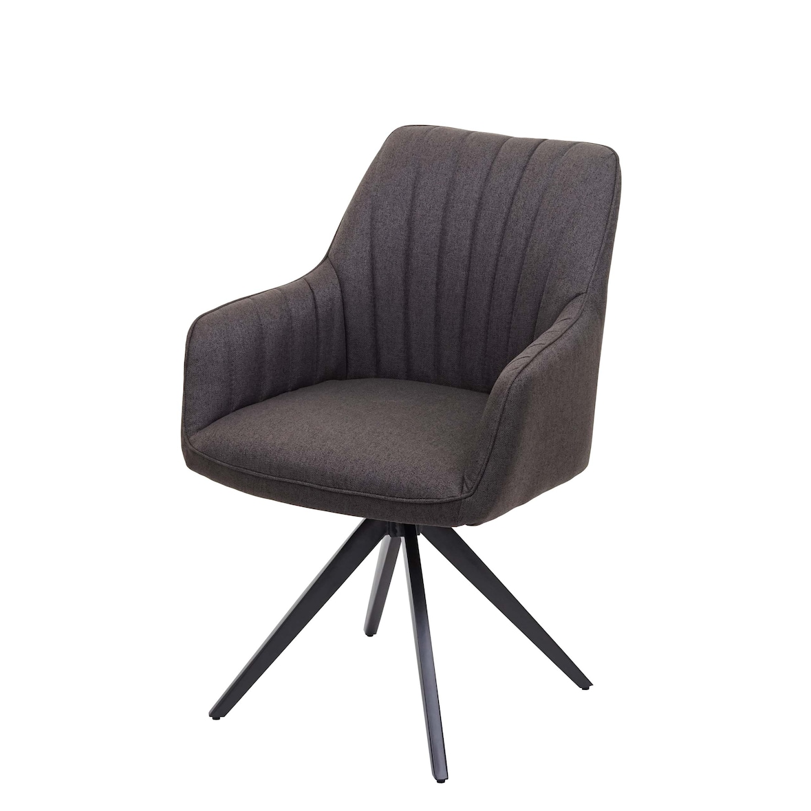 Esszimmerstuhl HWC-H73, Küchenstuhl Stuhl Armlehnstuhl, Retro Stahl Stoff/Textil ~ grau-braun