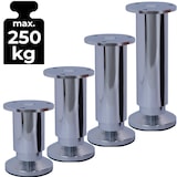 thumbnail of 8 Möbelfüße Sofafuß Möbelbeine CHROM GLANZ Höhe 6 cm 38 mm belastbar bis 250 KG Sofa Bett Schrank