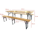thumbnail of Set Birreria Tavolo + 2 Panche 80x220 cm in Legno Naturale Richiudibile Salvaspazio fino a 10 persone