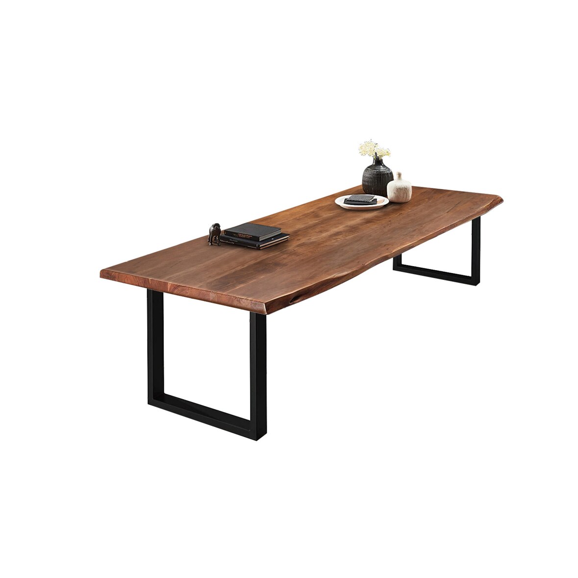 SAM® Esstisch Baumkante massiv Akazie nussbaumfarben 280 x 110 schwarz VALIN