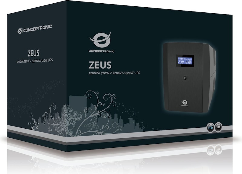 CONCEPTRONIC ZEUS USV 1200VA 720W 3xIEC+2xSchuko HID,USB | Makro