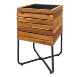 thumbnail of Décoshop26 - Jardinière cache-pot carré 60 x 33 x 33 cm pour extérieur acier et bois d'acacia marron 04_0007221