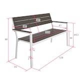 thumbnail of tectake Banco de jardim Line de 2 lugares com estrutura em alumínio 128x59x88 cm  Cinzento Claro/Branco