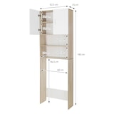 thumbnail of ECD Germany Waschmaschinenschrank 190x62,5 cm Weiß/Sonoma Eiche Hochschrank Badschrank Überbau Maschine