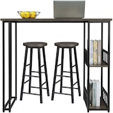 thumbnail of Bartisch-Set mit 2 Barhockern 3-teiliges Tischset Stehtisch Barstuhl mit 2 Ablagefläche aus Metallgestell und MDF schwarz-rostfarbe, Industriestil 