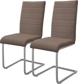 thumbnail of Esszimmerstuhl Freischwinger 2er Set mit Rückenlehne Braun Kunsterlederbezug