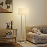 thumbnail of Stehlampe 45x15x150 cm Metall Weiß mit Leinenoptik Schirm Fußschalter 3 Modi stufenlos dimmbar 4000 K modernes minimalistisches Design