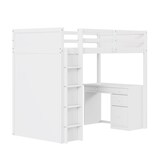 thumbnail of Hochbett 90×200 cm mit Stauraum Computertisch Modulbauweise Platzsparend Lattenrost Weiß Holz robust modernes Design
