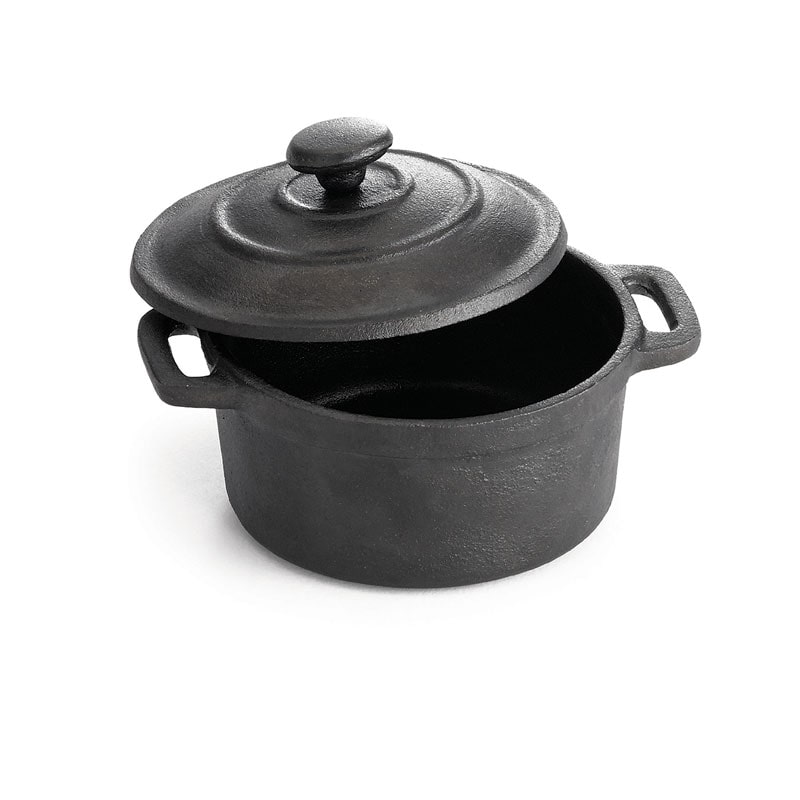 TABLECRAFT - CW30110/6 - Pack com 6 unidades - Mini Panela com tampa 235 ml - 10 x 10 x 8,5 cm - 13 cm Ø com alça - Preto