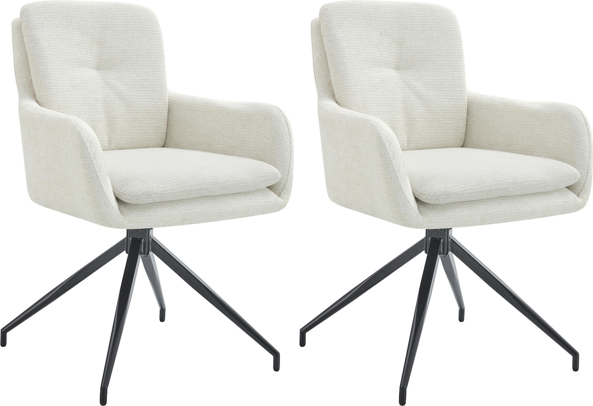 2er Set Esszimmerstühle Pickett Stoff creme