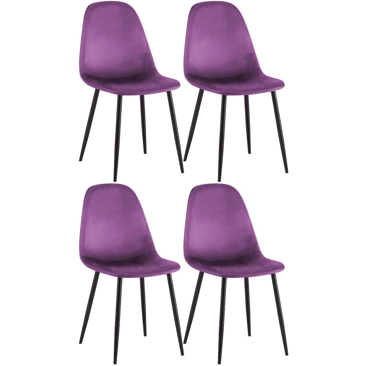 Conjunto de 4 sillas de comedor Napier Lila/Terciopelo