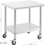 thumbnail of Royal Catering Mesa de acero inoxidable con ruedas - PREMIUM - 60 x 80 cm - 135 kg -