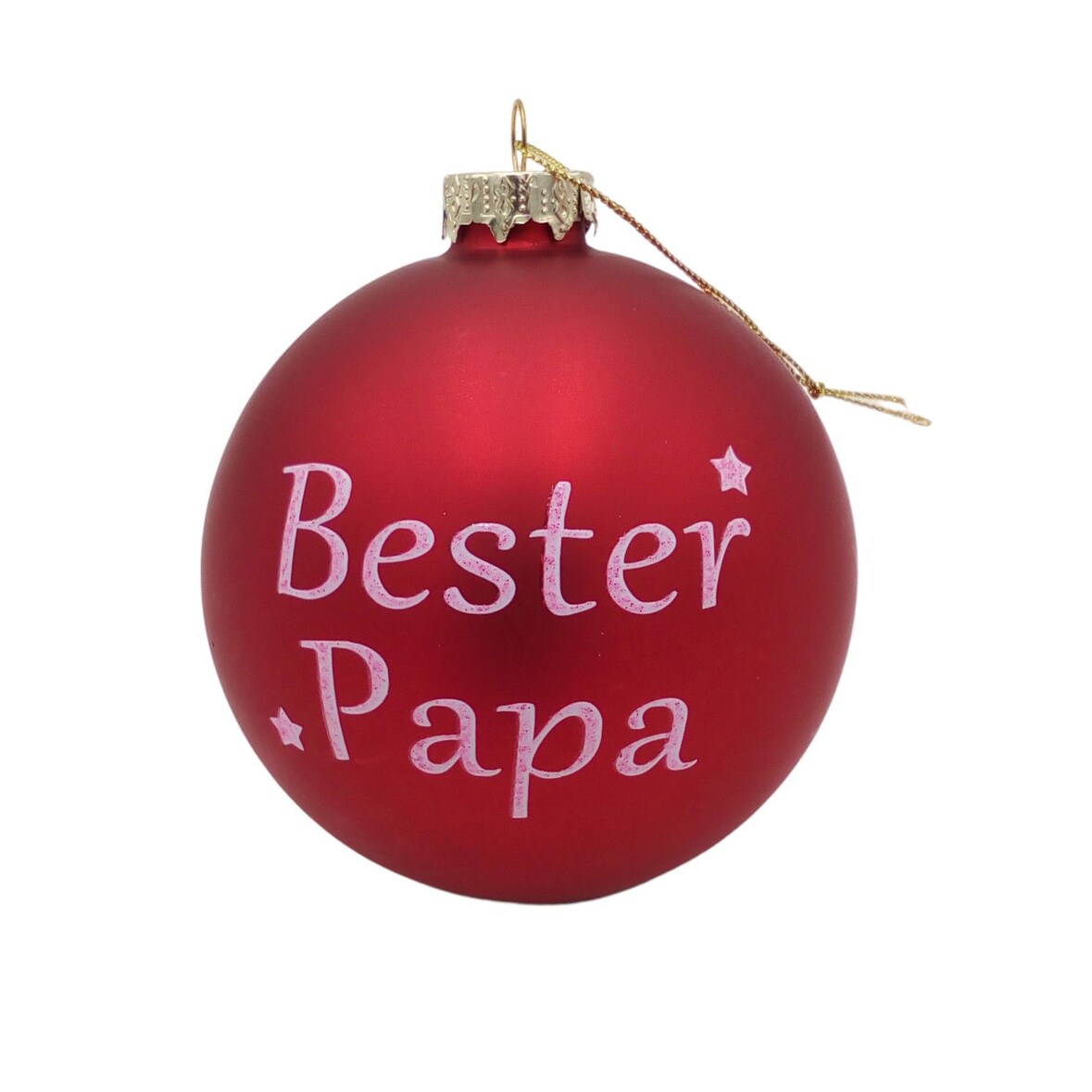 BURI Glas-Weihnachtsbaumkugeln rot mit Spruch ∅ 10cm Christbaumschmuck Weihnachtsdeko Bester Papa