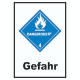 thumbnail of Schild wasserreaktive Stoffe Gefahr Dangerous when wet hochkant