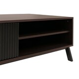 thumbnail of Couchtisch HWC-O40, Wohnzimmertisch Sofatisch, Staufächer Schiebetür MDF Metall Melamin 42x120x60cm ~ Walnuss-Optik