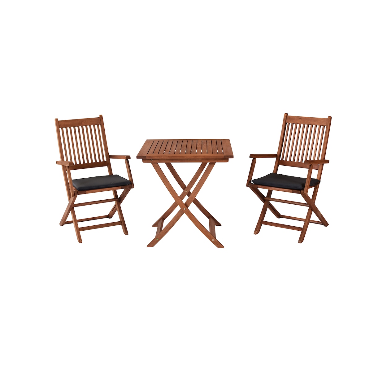 Merxx Rio Set 5tlg., 2 Klappsessel, 2 Auflagen, Tisch 70 x 70 cm, Eukalyptus