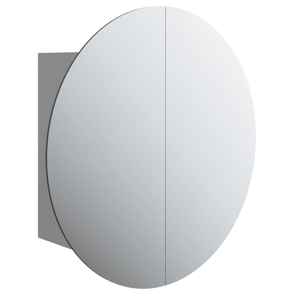 Helloshop26 - Runder Badezimmerschrank mit Spiegel und LED-Beleuchtung 40 x 40 x 17,5 cm grau 02_0006559