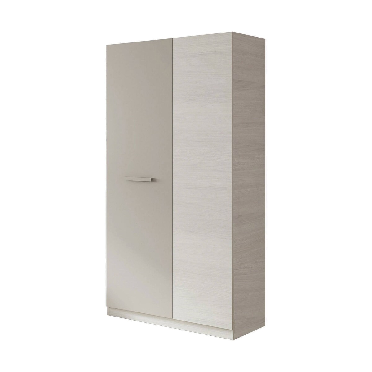 Dmora Garderobe Abilene, Schlafzimmer Kleiderschrank mit 2 Flügeltüren, Schrank mit 3 Einlegeböden und Kleiderstange, 90x52h200 cm, Weiß und Braun